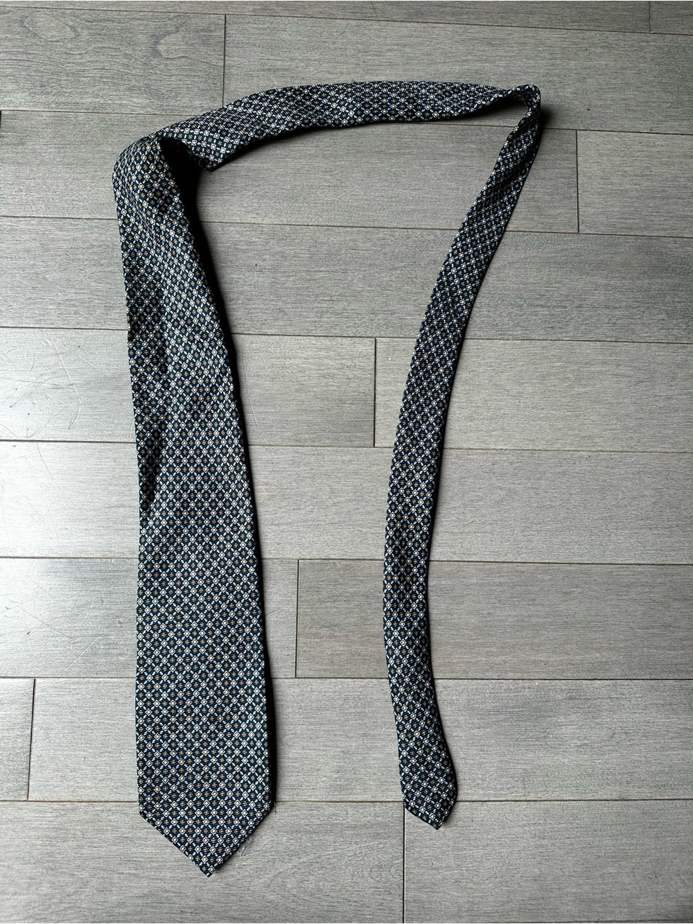 Men’s Zodiac Blue Geometric Diamond 100% Silk Office Formal Wedding Neck Tie